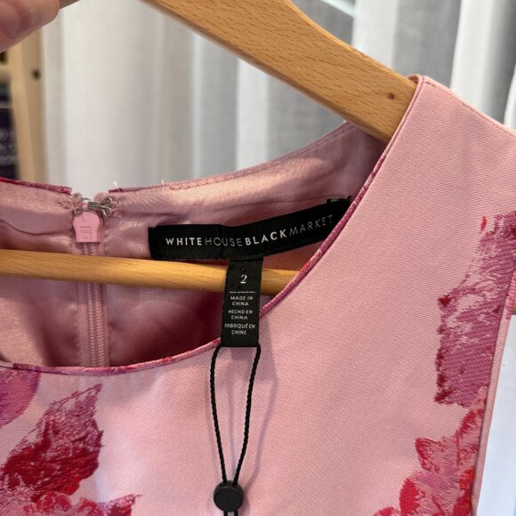 White House Black Market Sleeveless Floral Jacquard Fit and Flare Dress Size 2 - Picture 4 of 5